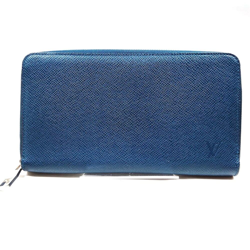 Authentic Louis Vuitton TAIGA ZIPPY WALLET Navy CA2135